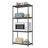 Regal Organizer, Lagerregale Heavy Duty, Metallorganisator Wire Rack Garage Regale 4-Regal-Regal-Lagerregal Für Küchenschrankgeschirr (Color : Black, Size : 48X34X121cm)