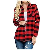 JIAYOUA Hemd Damen Kariertes Cord Shirts Cardigan Cordjacke Langarm Hemd Revers Tunika Frauen Herbst Lose Casual Hemdjacke mit Knopfleiste Freizeithemd Oversized Holzfäller Jacke B