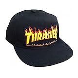 THRASHER Flame Logo Structured Snapback Cap Black