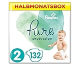 Pampers Baby Windeln Größe 2 (4-8 kg) Pure Protection, 132 Stück, HALBMONATSBOX, Mit Premium-Baumwolle Und Pflanzenbasierten M