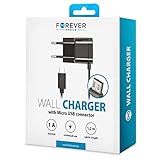 FOREVER USB Ladegerät mit Netzteil und Micro USB Ladekabel 1 M lang, für Android Smartphone, Samsung Galaxy, Huawei, Sony, UVM, Handy-ladekabel mit Netzstecker, Lade-Adapter für Handys (schwarz)