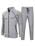 FTCayanz Herren Trainingsanzug Jogginganzug Sportanzug Männer Jogging Anzug Sweatshirt Hose 1-Grau M