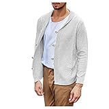 NHNKB Strickjacke Feinstrick Herren Langarm Cardigan Strickpullover mit Lanyard-Tasten Männer Gestrickt Jacke Übergangsjacke W