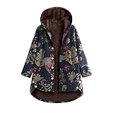 ZDDHOODY Damen Winterjacke Große Größe Kapuzenjacke Lang Hoodie Frauen Warm Reißverschluss Dicke Teddyfutter Jacke Sweatjacke Oversized Outwear Kapuzenpullover Plüsch Cardigan Übergangsjack