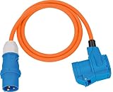 Brennenstuhl Camping CEE-Adapterleitung mit CEE-Stecker und Winkelkupplung inkl. Schutzkontakt-Kombisteckdose (1,5m Kabel in orange, 230V/16A, Einsatz im Außenbereich, Made in Germany)