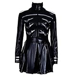 Ken Kaneki Cosplay Kostüm Schwarz Open Back Kleid mit Maske Kaneki Ken Halloween Battle Uniform Full Set Outfit Lackleder Look Halloween Schwarzes Kleid U