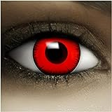 Farbige rote Kontaktlinsen ohne Stärke Volturi Vampir + Kunstblut Kapseln + Kontaktlinsenbehälter, weich ohne Sehstaerke in rot und schwarz, 1 Paar Linsen (2 Stück)