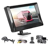 Rückfahrkamera mit Monitor 5' , Nachtsicht-Rückfahrkamera Wasserdicht + LCD-Display Tragbar mit 19,7 ft Verlängerungskabel, Stromkabel für Antriebe/Anhänger/LKWs/Autos/Wohnmobile/V