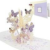 Valentinstag Karte GeburtstagsKarte Pop Up Karte Schmetterling mit Umschlag Geschenk karte 3D Pop Up Karte Hochzeit für Ihn Sie Freundin Frau Mutter oder Kinder Graduierung, Hochzeitstag