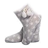 FRALOSHA Wintersaison Damen Frauen Modisch Schön Hausschuhe Innen Warm bleiben Plus Samt Verdicken Weich Ruhig Bodenbelag Stiefel Vier Jahreszeiten verfügbar (Grau)