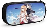 Tragbares, stilvolles Federmäppchen von Sword_Art_Online, einfacher Reißverschluss, Stiftehalter, Make-up-Tasche, Stifttasche für Büro, Mädchen/Herren, Schw