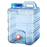 Lushandy Wasserspender mit Wasserhahn Wassertank Wasserkanister,5L/7.5L/10L/12L/15L Wasserkanister mit Hahn, Trinkwasserkanister Camping,Getränk Wasserkanister, Lebensmittelecht,Transparent (20L)