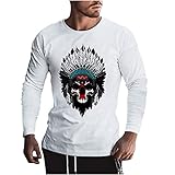 Herren-Shirt, Jacke, Hoodie, Verkauf, lange Ärmel, Rundhalsausschnitt, Totenkopf-Druck, modisch, lässig, Langarm, Sweatshirt, Fitness, Training, Laufen, Weiß8, L