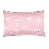 Nahtlose niedliche rosa Schweine mit weißen Kräutern auf rosa Baumwoll-Samt-Kissenbezug, Überwurf-Kissenbezüge, weiche atmungsaktive Bettkissenbezüge für Auto, Couch, Bett, 50,8 x 91,4