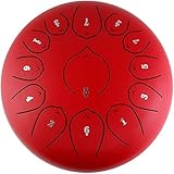 Tongue Drum, Stahlzunge-Trommel, 12-Zoll-13-Note-Tamburin-Percussion-Instrument, geeignet für Erwachsene, Kinder und ältere Menschen, ausgestattet mit Drumstick-Fingerbetten, Sie können den Druck