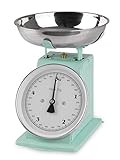 GOURMETmaxx Küchenwaage in nostalgischem Retro-Design | Erinnerungen an die goldenen 50er Jahre | Edelstahl-Waagschale mit exakten Messergebnissen und Tara-Funktion [Mint]