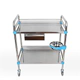 LLSS Trolley - Edelstahl-Instrumentenwagen/Kartonwagen/Silent Trolley/Trolley Allrad-Kleinanhänger/Hospital Beauty Salon Doub