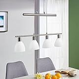 Lampenwelt Esstisch Pendelleuchte Glas Metall, höhenverstellbar, Hängelampe 4-flammig, Hängeleuchte für Esszimmer, Wohnzimmer, Küche, Balkenp