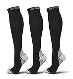 NextGen Active Compression Socks 20-30 mmHg (3-Pack) (Small/Medium, Black/Gray Striped Heel)