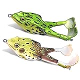 2 Stücke Doppelpropeller Frösche Soft Bait Soft Silicone Angelköder Gummifrosch Frosch für Angler Angeln Meer Kunstköder Angeln for Zander Forellen Barsch 3D Double Propeller Frogs Weiche Kö