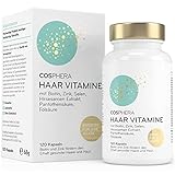 Cosphera Haar-Vitamine - Hochdosiert mit Biotin, Selen und Zink als Beitrag zum Erhalt normaler Haare. Plus Folsäure & Hirse Samen Extrakt (reich an Silizium) - 120 vegane Kapseln im 2 M