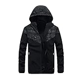 XIAOJU Herren Windjacke Kapuzen Windjacke Klassische Outwear Bomberjacken Parka Trenchcoats Lässig Leichte Windjacke,Black-L