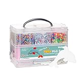 Panduro Hama midi Set mit Aufbewahrungbox - 12000 Stück Bügelperlen in 12 Farben und Muster - Steckperlen Bastelset für Kinder ab 5 Jahre - mit Steckplatten, Gummiband (2 m) und Bügelpap