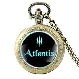 Einzigartiger Anhänger Atlantis Silber Vintage Quarz Taschenuhr Herren Damen Glas Kuppel Anhänger Halskette S