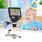 TTLIFE 4.3-Zoll LCD Digitales Mikroskop 1000x 1080P HD Digital Magnifie Wiederaufladbar mit 8 LED-Leuchten Digitales Mikroskop Für die Wartung von Schaltkreisen geeignet für Anfäng