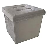 Style home Sitzbank Sitzhocker Aufbewahrungsbox mit Stauraum faltbar belastbar bis 300 kg, 38 x 38 x 38 cm (Hellgrau-Samt)