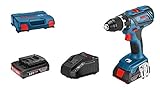 Bosch Professional 18V System Akku-Bohrschrauber GSR 18V-28 (max. Drehmoment (weich/hart): 28 / 63 Nm, inkl. 2x2,0 Ah Akku, Ladegerät GAL 18 V-20, L-Case)