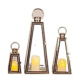 ZHJIUXING ST Kerzen Laternen, Glas Kerzenständer mit Henkel Edelstahlgestell Glasfenstern Laterne Windlicht Dekorative Kerzenlaternen für Innen Außen Balkon Hochzeit,