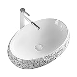 YUNZI Keramik Waschbecken Mit Waschbeckenstöpsel Oval Badezimmer Waschbecken Für Badezimmer Waschraum Balkon Aufsatzbecken,48