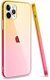 ANSIWEE Schutzhülle für iPhone 12 (6,1 Zoll), bunt, transparent, superdünn, 2 mm dick, durchsichtig, stoßfest, flexibel, TPU Bumper Schutzhülle für Apple iPhone 12 / 5G (Gold Gelb / Pink)