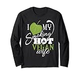 T-Shirt mit Aufschrift 'I Love My Smoking Hot Vegan Wife', lustiges Blatt Lang