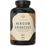 Hericium Erinaceus - 180 vegane Kapseln (650mg) - 1300mg Tagesdosis - 30% Polysaccharide und 5% Beta Glucan - Laborgeprüfte Löwenmähne - Deutsche Produktion - TRUE NATURE®