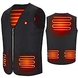 WUTRBYZ Elektrisch Beheizte Weste mit 3 Dateien Einstellbare Temperatur, Herren Damen Heizweste USB Aufladungen Waschbare Warme Jacke für Outdoor Wandern Motorrad Winter Wärmeweste,Schwarz,3XL