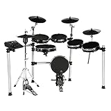 Fame DD-ONE Pro XT E-Drum Set, Elektronisches Schlagzeug-Set mit echter HiHat, 12' Snare-Pad und 12' Kick-Pad, 554 deutsche Studio-Sounds, 78 Drumsets, Aux, MIDI, MP3 und Effekten, inkl. Rack, Schw