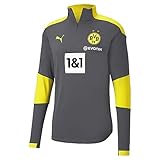 PUMA Herren T-Shirt BVB Training 1/4 Zip Top New, Asphalt-Cyber Yellow, M, 931121