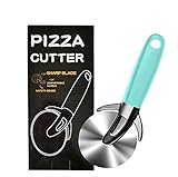 Rapecott Pizzaschneider – Rad aus Edelstahl und Griff aus Silikon, Pizzaschaufel, Set aus Pizzaschneider, Edelstahl, für Pizza, Brot, Kuchen (grün)