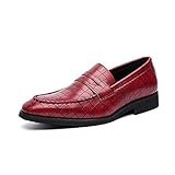 CHENDAWEI Herren Casual Loafer Lace Up Mesh Schürze Zehen Ziehen Sie Tape Drücken im Freien Schuhe Block Ferse Wohnung (Color : Red, Size : 42 EU)