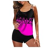 MEITING Damen Bademode Frauen Plus Size Bikini Set Zweiteilige Push-up Sexy Bikinioberteil mit Nackenträger Ferien Gepolsterte Bademode Beachwear Neckholder Bikini Hohe Taille Bikinihose Sw