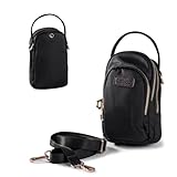 Katloo Nylon Handyhandtaschen Crossbag Damen, Handyhalterung Laufen, Geldbeutel mit Handyfach Damen zum iPhone 12 11 XS XR Pro Max 8 7 6s Plus, Samsung Galaxy A72 A52 A12 S20 S21+ Ultra 5G, Schw