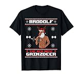 Brodolf The Red Nose Gainzdeer Gym Ugly Christmas Sweater T-S