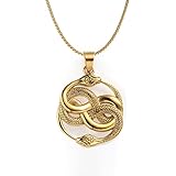 Serired Herren Edelstahl Ouroboros Spiralanhänger Halskette, Unisex Nordisches Keltisches Wikinger Schlangenamulett, Niemals Rosten Schmuckgeschenk,Gold,60CM