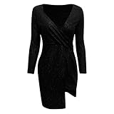 Gorgeous Sleeve Damen Fashion Abendkleid Slim Dress Lang 2021 Kleid Neu Damen Kleid (Schwarz, XL)