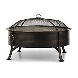 blumfeldt 2-in-1 Feuerschale - Feuerschale für den Garten mit Edelstahl-Grillrost, Feuerschalen FireView Concept, Funkenschutz, Trageringe, Schürhaken & Grillrost, Stil: Catania, schw