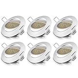 Brandson - 6x LED Deckenspot dimmbar und schwenkbar - Ultra Flache Spots Einbauleuchte - Einbauspot Deckenstrahler - Slim Aluminium Rahmen Edelstahl Optik - Abstrahlwinkel 120 Grad - 230V - weiß