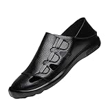 LINGYANMM Herren-Loafer, Schnürschuh, PU-Leder, Schürze, Zehenschutz, Bootsschuhe, Outdoor-Schuhe, einfarbig, flach (Farbe: Schwarz, Größe: 41 EU)