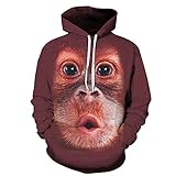 ASHGNV Netter Orang-Utan-AFFE 3D Digitaldruck Unisex Hoodie HD Pullover Leichtes Sweatshirt Tasche Paar Set-M